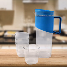 Transparent Premium Jug with Elegant Handle & 4 Plastic Glasses (2000 ML Approx)