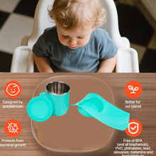Snack Tray with 350ml Steel Cup for Kids & Home Use
