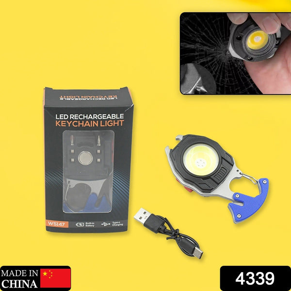 Keychain Led Flashlight Rechargeable Multi Function 6 Lighting Modes Pocket Key