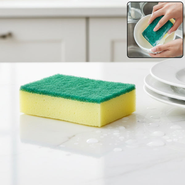 2-in-1 Multi-Purpose Scrub Sponge – Wear Resistant Dish & Furniture Cleaner (1 Pc)