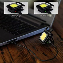 Mini Rechargeable Keychain Flashlight - 4 Light Modes Folding Bracket & Magnetic Base