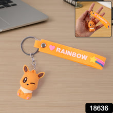 Cute Cartoon Silicone 3D Key Chain with Metal Hook & Strap (Pack of 1)