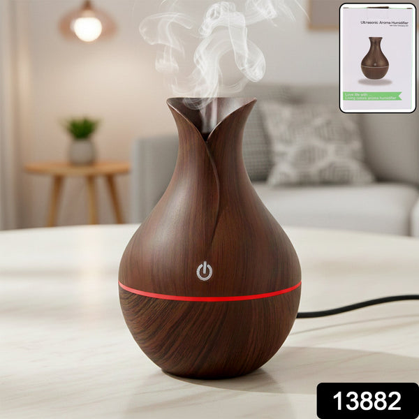 Mini Wooden Vase Pot Diffuser Cool Mist Atomization Humidifier (1 Pc)